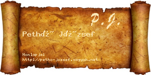 Pethő József névjegykártya